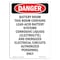 Signmission OSHA Danger, Portrait Battery Room Contains Lead-Acid, 10in X 7in Aluminum, 7" W, 10" L, Portrait OS-DS-A-710-V-1910 - alternate 1